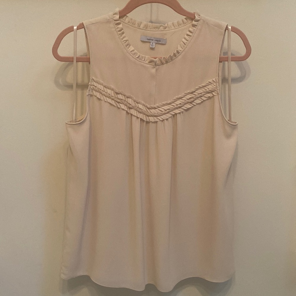 Naked Zebra, Large, blush pink sleeveless, business top.